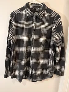 The North Face Brushed Cotton Flannel Plaid Black White Tartan Shirt L - Bild 1 von 8