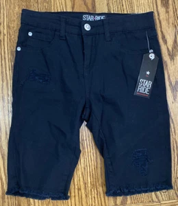 NWT Girls Sz 12 Star Ride Black Distressed Bermuda Shorts - Picture 1 of 2