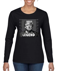 Trump Legend Mugshot Photo Trump Ultra Maga Women Long Sleeve Shirt - Picture 1 of 8