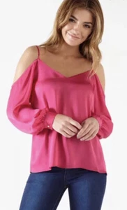Lipsy - Pink Cold Shoulder Long Sleeve Blouse Top - Size 8 - BNWT - Picture 1 of 1