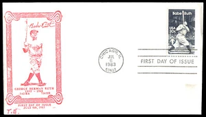 1983 Babe Ruth FDC- First Day of Issue Tom Erwarts Cachet - Picture 1 of 2
