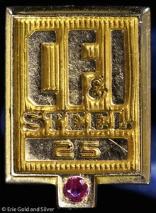 CF&I Colorado Fuel & Iron 14K Gold 25 Year Service Pin w/ Gem | 1.7 g - Picture 1 of 2