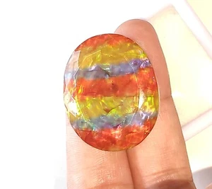 49,10 ct natürlicher Ammol ovaler Opal - wie organisches Doublett seltener loser Edelstein. - Bild 1 von 8