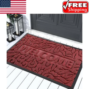 Alfombrilla de puerta delantera Yimobra Welcome exterior, resistente 29,5 x 17 pulgadas, tinto vino. - Imagen 1 de 6
