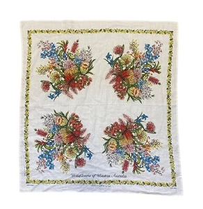 "Vintage reine Leinen Tischdecke Wildblumen Of Australia von Heil 35"" x 33""" - Bild 1 von 5