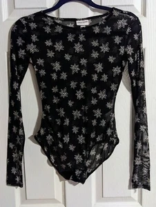 Kate Young for Target Body XS schwarz Sternenmuster lang Slv transparent Mesh - Bild 1 von 4