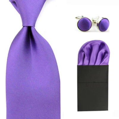 Juego de gemelos cuadrados de bolsillo con corbata de satén para hombre color liso corbata de 8 cm de ancho BWT059 Foto 1 de 4