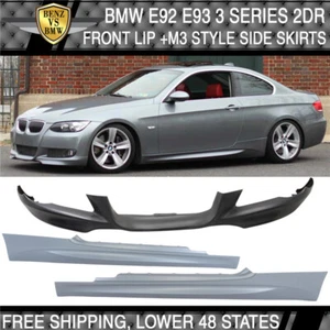 Fits 07-10 BMW E92 3 Series M-TECH Style Front Bumper Lip + M3 Style Side Skirts - Picture 1 of 6