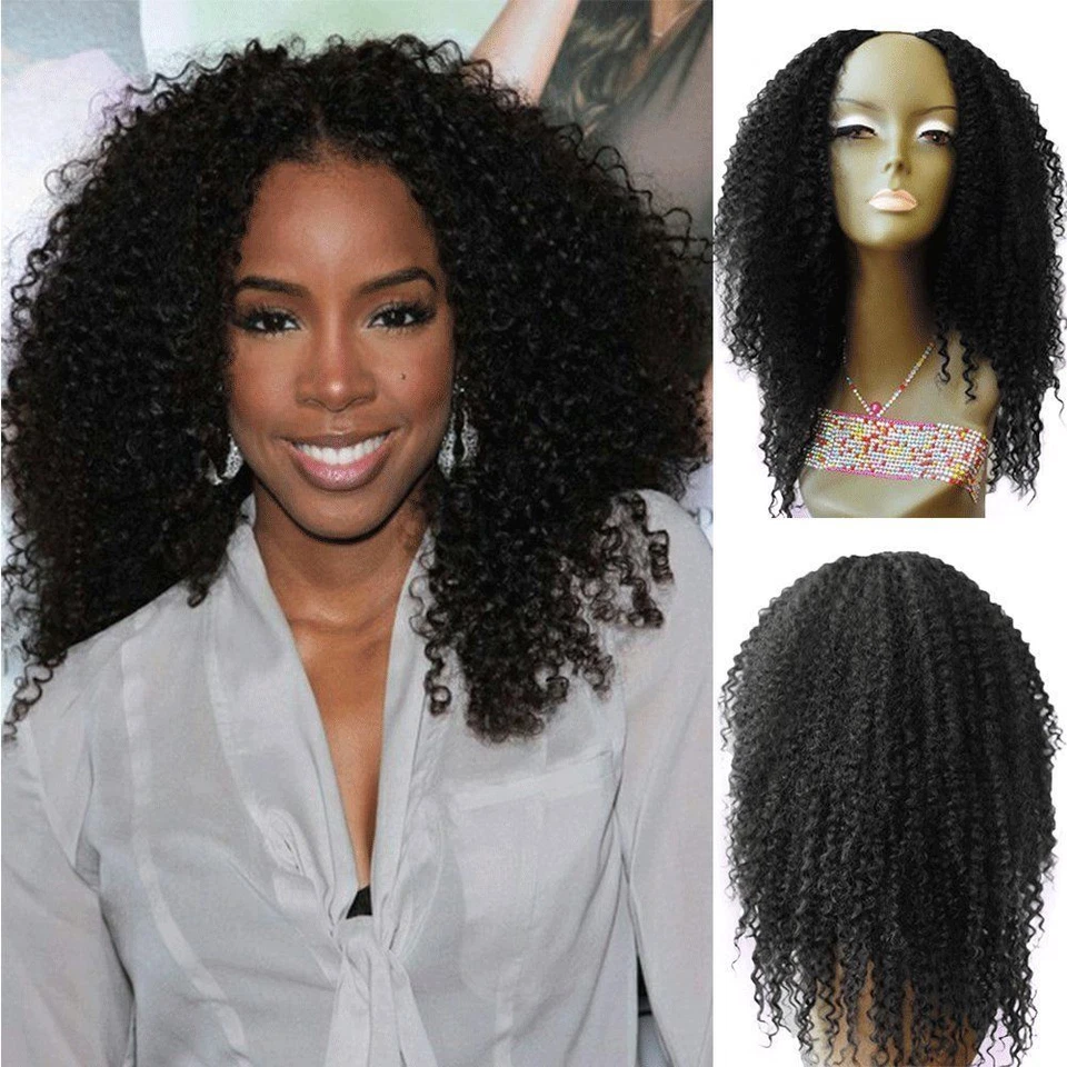 Curly Brazilian Human Hair U Part Wigs for Black Women Kinky Curly U Part Wigs - Image 1 of 4