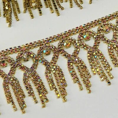 1 Yard Glitter Rhinestone Tassel Chain Diamante Trimming Edging Decor DIY Craft - Image 1 of 4