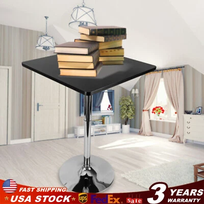 Square Bar Stool Pub Bar Table Adjustable 360° Swivel Counter Height Black - Image 1 of 4