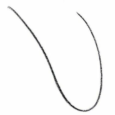 Collar de cuentas facetadas redondas de diamantes negros de 28" certificado de 2 mm Foto 1 de 2