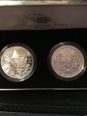 2018 WORLD WAR I CENTENNIAL SILVER $ + ARMY MEDAL 2 COIN SET   US MINT GEM 💎! - Image 1 of 4