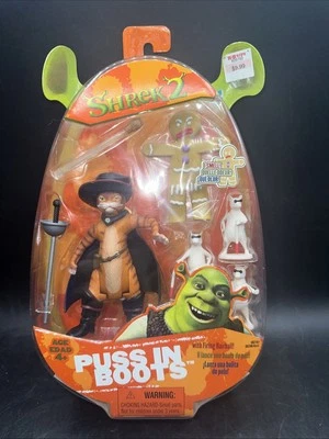 Hasbro Shrek 2 Puss In Boots With Firing Hairball  & Three Blind Mice Figures - Image 1 of 4