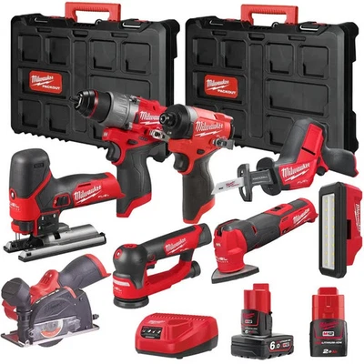 Milwaukee M12FPP7B2-625P 12V Fuel 8 Piece Powerpack Tool Kit with 1 x 6.0Ah - Image 1 of 4