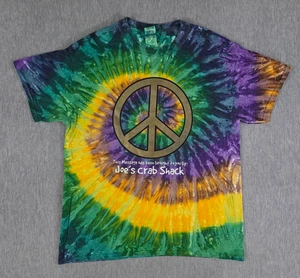 Camisa Joe's Crab Shack Tie Dye Peace Love & Crabs Adulto Mediana Verde Púrpura Yelo - Imagen 1 de 6