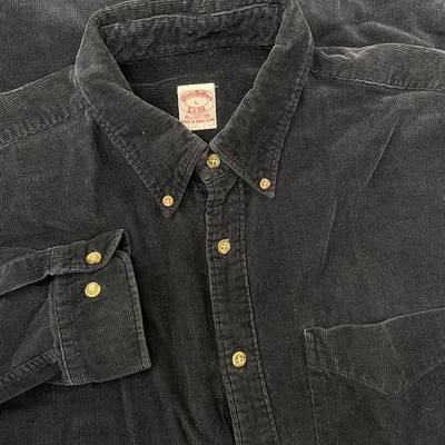 Camisa de pana Brooks Brothers 1818 para hombre L azul marino abotonada manga larga Foto 1 de 4