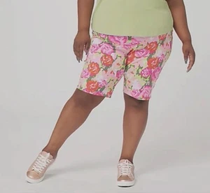 Isaac Mizrahi Live! Petite 24/7 Stretch Bermuda Shorts Size 10P Pink A397200 NEW - Picture 1 of 6