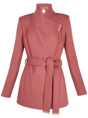 Ted Baker Rytaa Coral Dusty Pink Women's Short Wool Wrap Coat Size TB 3 UK 12 - Image 1 of 4