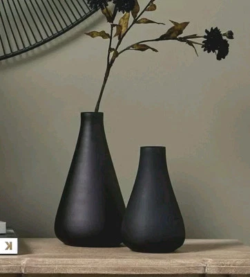 Black Glass Conical Vase for Bud or Flower Stem Modern Ornament Choose Size - Image 1 of 4