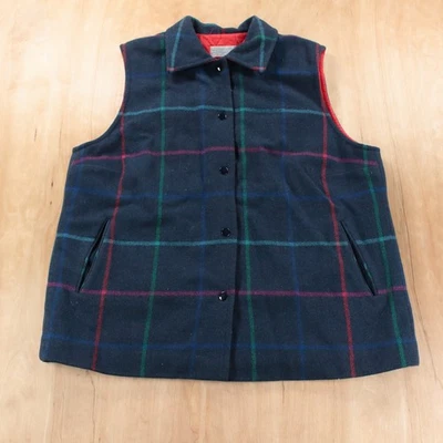 винтажный Pendleton женщин шерсти застежки жилет средний лоскутное одеяло подкладка клетку чек сделано в США - Изображение 1 из 4