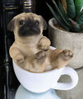 Realistic Mini Adorable Pug Dog Teacup Statue 3"H Pet Pal Dog Breed Figurine
