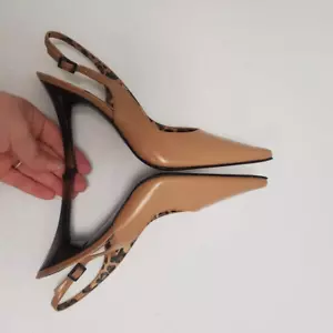 New Stuart Weitzman tan leather Pointy Toe Pump slingback Heels Size 6 - Picture 1 of 9