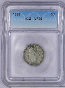 1888 Liberty V Nickel ICG VF20 - Picture 1 of 2