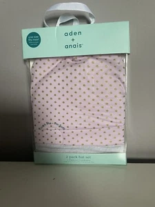 Aden + Anais Baby Girls Soft Hats Pack of 2 Newborn Baby Hat Pink/ Grey - Picture 1 of 2