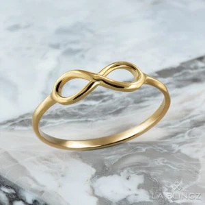 Elegant Gold Infinity Ring for Women Minimalist Chic Look in 10K or 14K Gold - Picture 1 of 12