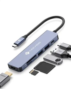 NOVOO Hub USB C, 6 en 1 Adaptador USB C con PD 100W Porta Carga, 4K HDMI, 2 USB - Imagen 1 de 8