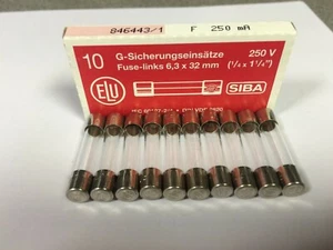 F250mA250V SIBA 7005960 250mA Quick Blow Glass Fuse 6x32mm 250V Pk5/Pk10 JPSF384 - Picture 1 of 3