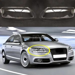 Fit For Audi A6 2009-2011 Car Left + Right Headlight Headlamp Lens Cover 2 pcs - Picture 1 of 6