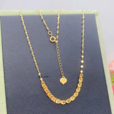 Pure 18K Yellow Gold Women Lucky Phoenix Feather Lip Chain Link Necklace  - Image 1 of 4