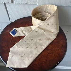 Vintage Kenzo Homme 100% Italian Silk Cream Floral Dot Jacquard Mens Tie 57 x 4" - Picture 1 of 5