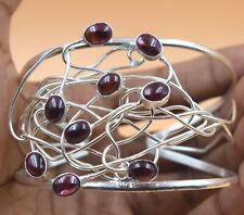 925 Sterling Silver Natural Purple Amethyst Gemstone Jewelry Wire Cuff Bracelet