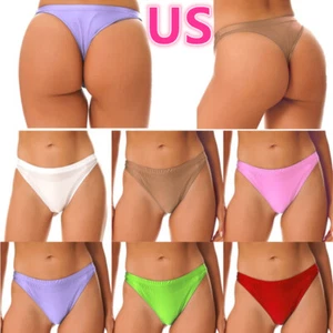 Women's High Cut Swim Brief Glossy Panties Stretch Underwear Beachwear Shorts - Picture 1 of 87