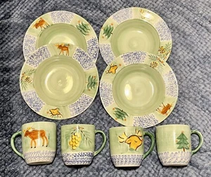 Bella Ceramica Set Mug Bowl Plate Reindeer Pine Cone Christmas Tree - Picture 1 of 4