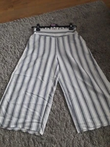 Monsoon Accessorize Beach Cotton Trousers Blue & White Size XS Cropped Very Soft - Picture 1 of 4