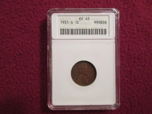 1931-S Lincoln Cent : ANACS EF45 - Picture 1 of 5