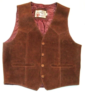 VINTAGE SEARS SUEDE/NUBUCK LEATHER VEST! SNAP-UP FRONT! HAND POCKETS! LINED! 40 - Picture 1 of 9