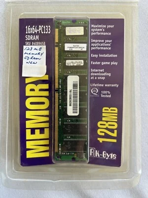 128MB PC133 168 PIN DIMM SDRAM MEMORY MODULES 128 Megabyte 16x64 PC-133 Non-ECC - Image 1 of 4