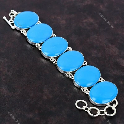 Pulsera turquesa de la Bella Durmiente de plata de ley 925 con piedras preciosas joya ajustable Foto 1 de 4