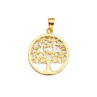 GOLD - 14K Two Tone Gold Family tree Charm Pendant For Necklace or Chain - Image 1 of 4