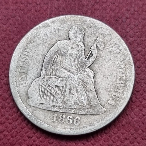 1866 S Seated Liberty Dime 10c Circulated #52660 Cover