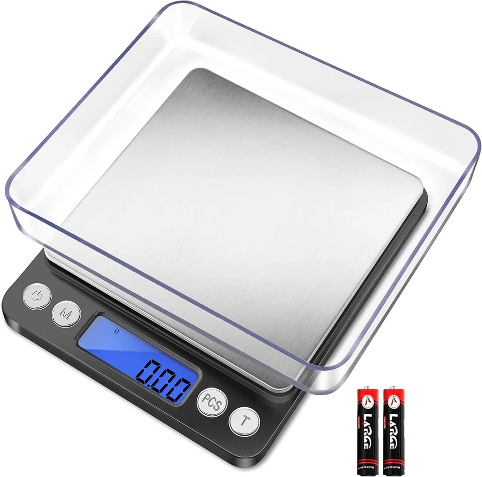 Fuzion Digital Gram Scale with 2 Trays 500G/ 0.01G Small Jewelry Scale