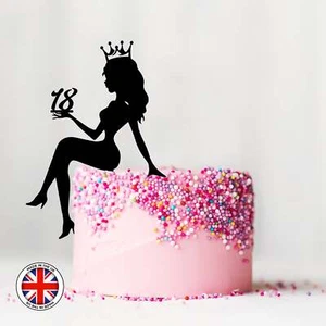 Personalised Sitting Girl Silhouette Crown PLASTIC Cake Topper 60729 any number - Picture 1 of 9