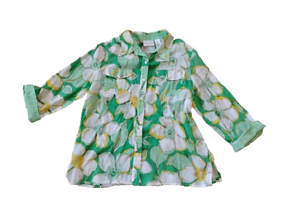 Top vintage Alfred Dunner para mujer 18 floral verde aireado ligero años 80 Grannycore Foto 1 de 4