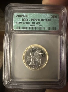 2001 S  Silver New York State Quarter  PR70DCAM ICG Certified - Picture 1 of 3