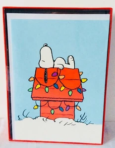 NEU 15 ERDNÜSSE SNOOPY WEIHNACHTEN SCHNEEGLITZER LICHTER WEIHNACHTSKARTEN FESTLICHER URTAG - Bild 1 von 2